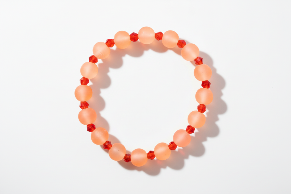 Orange Matte Finish Beads Bracelet 1