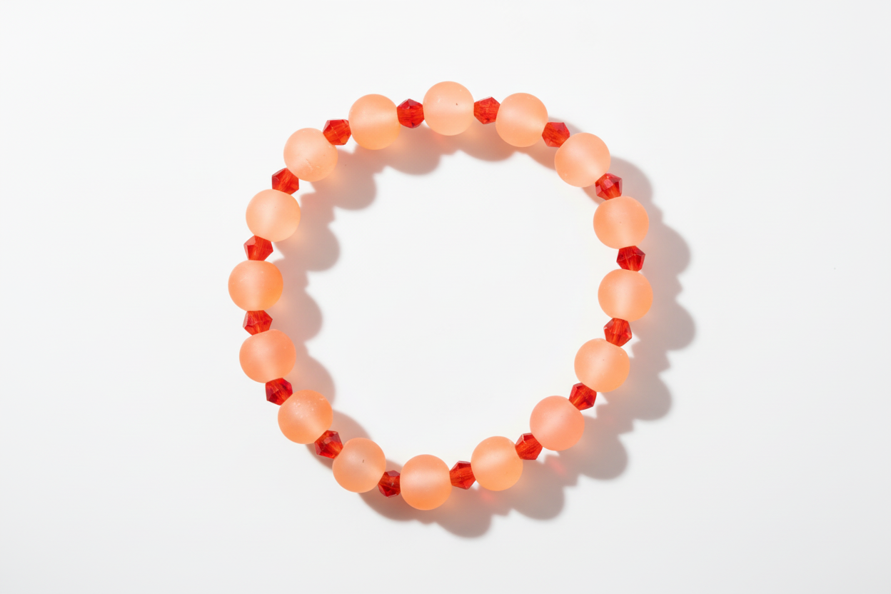 Orange Matte Finish Beads Bracelet 1