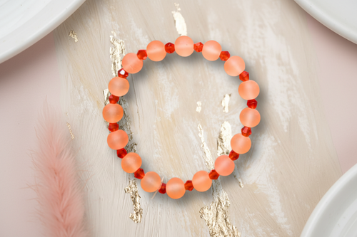 Orange Matte Finish Beads Bracelet 3