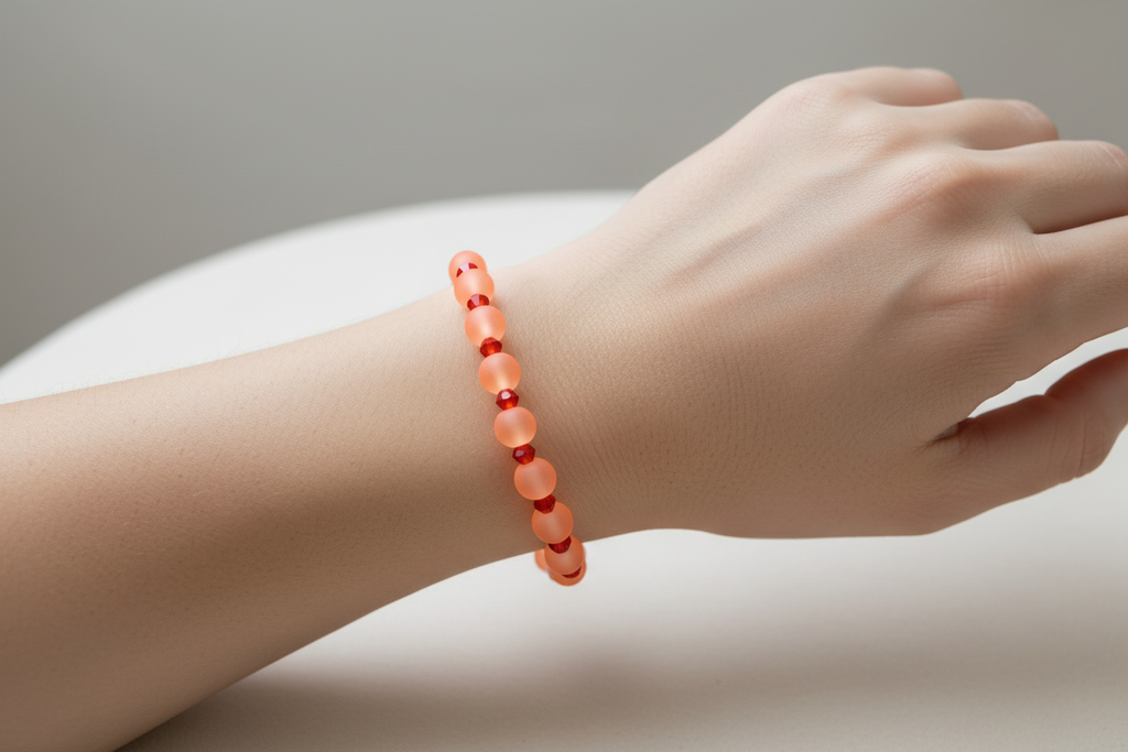 Orange Matte Finish Beads Bracelet 4