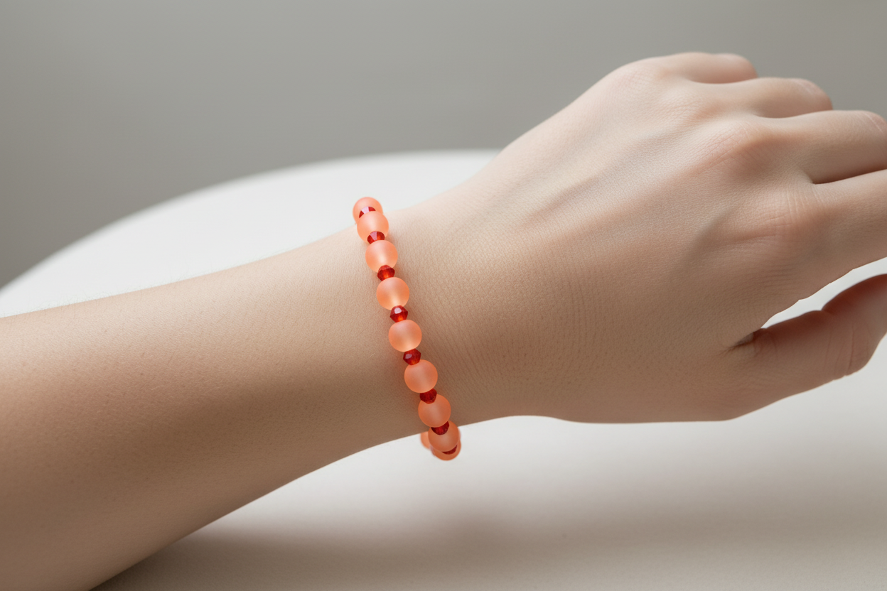 Orange Matte Finish Beads Bracelet 4