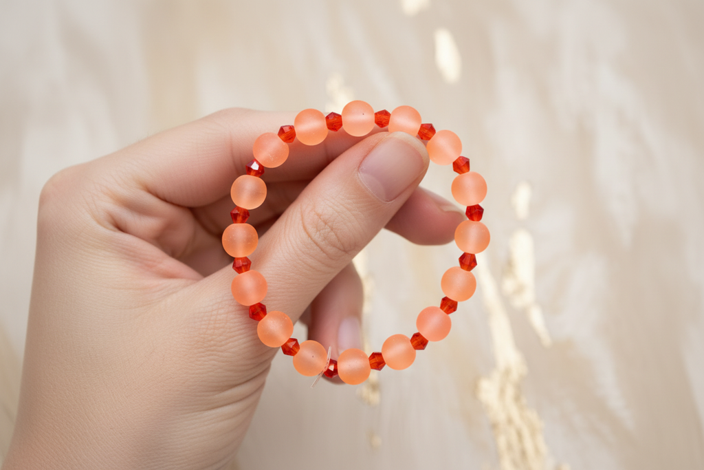 Orange Matte Finish Beads Bracelet 5