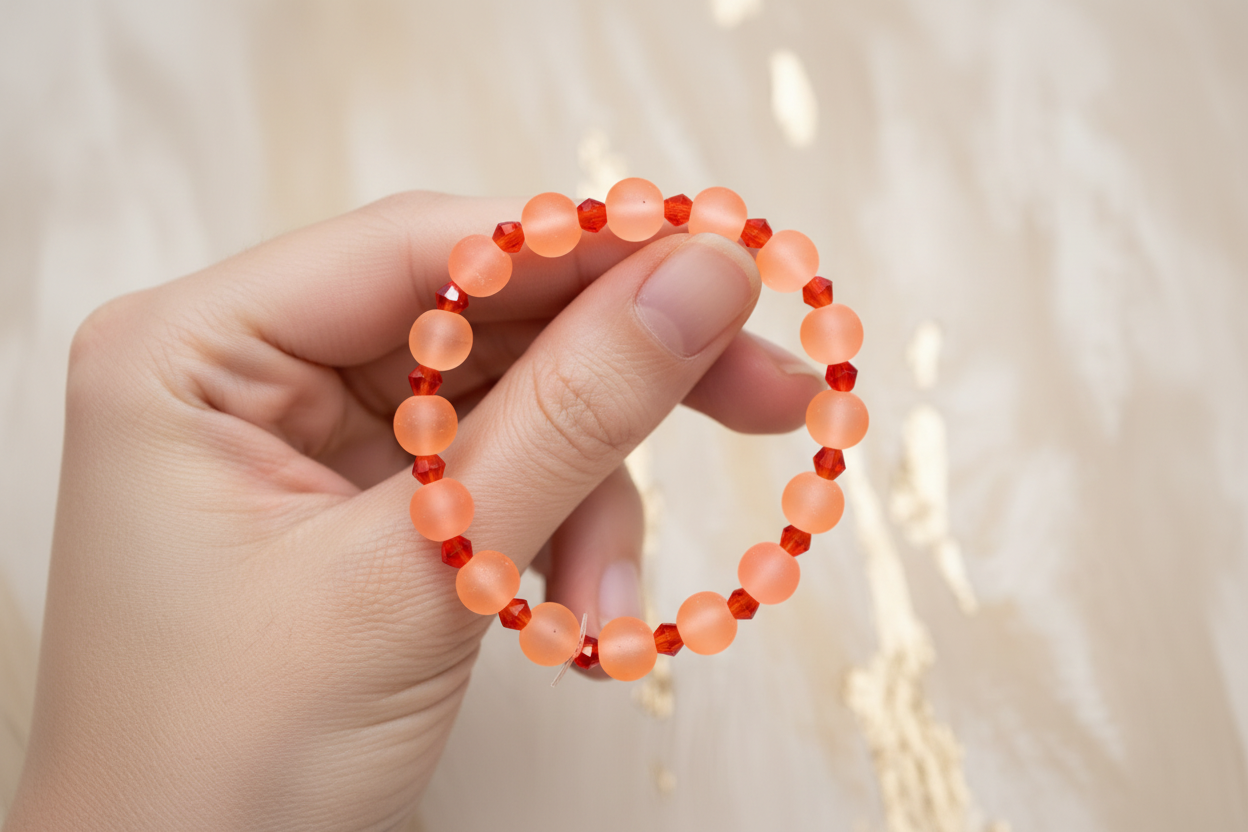 Orange Matte Finish Beads Bracelet 5