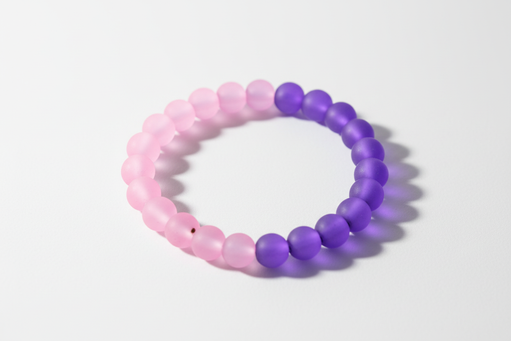Pink and Purple Matte Finish Beads Bracelet 1