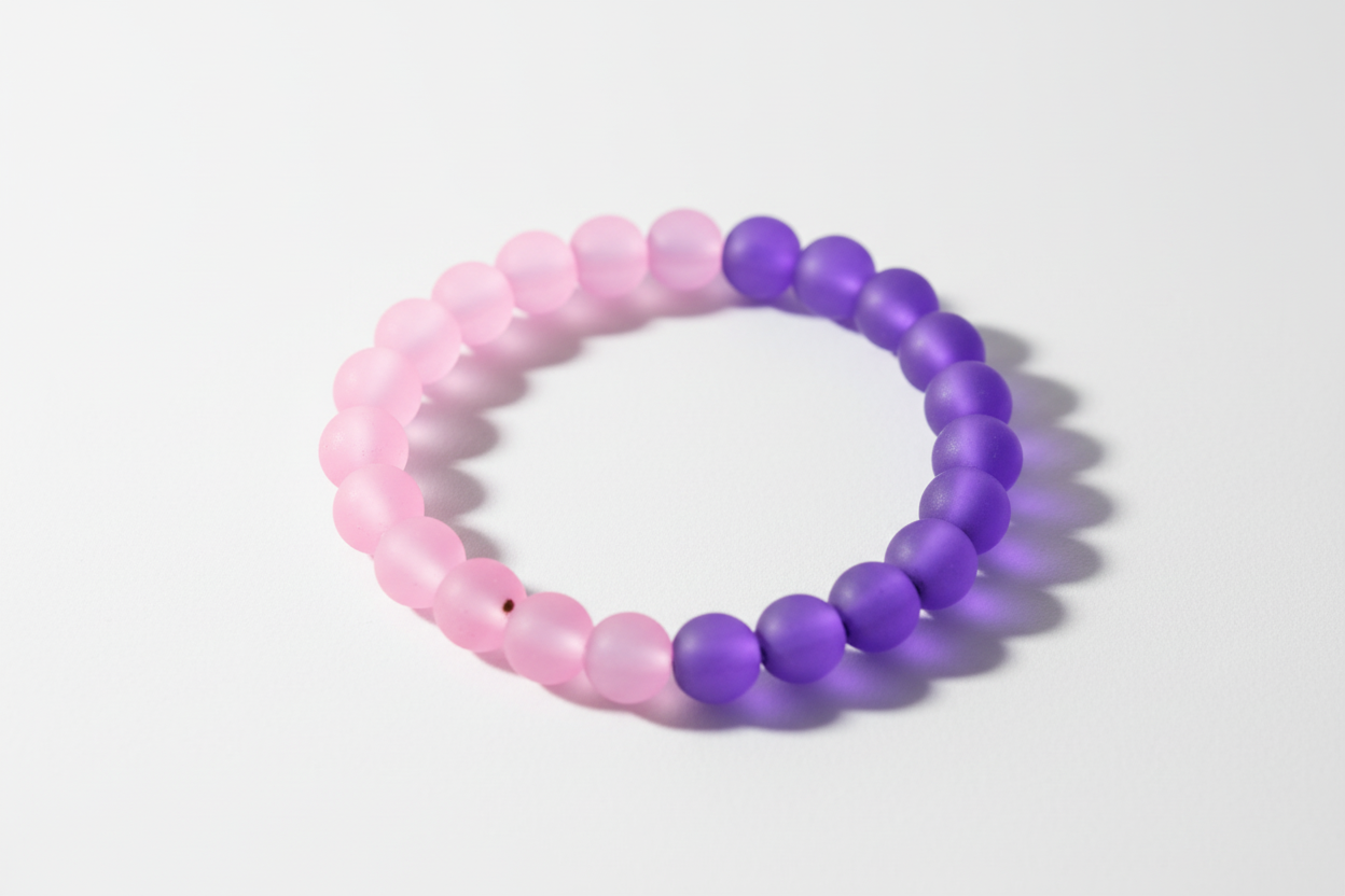Pink and Purple Matte Finish Beads Bracelet 1