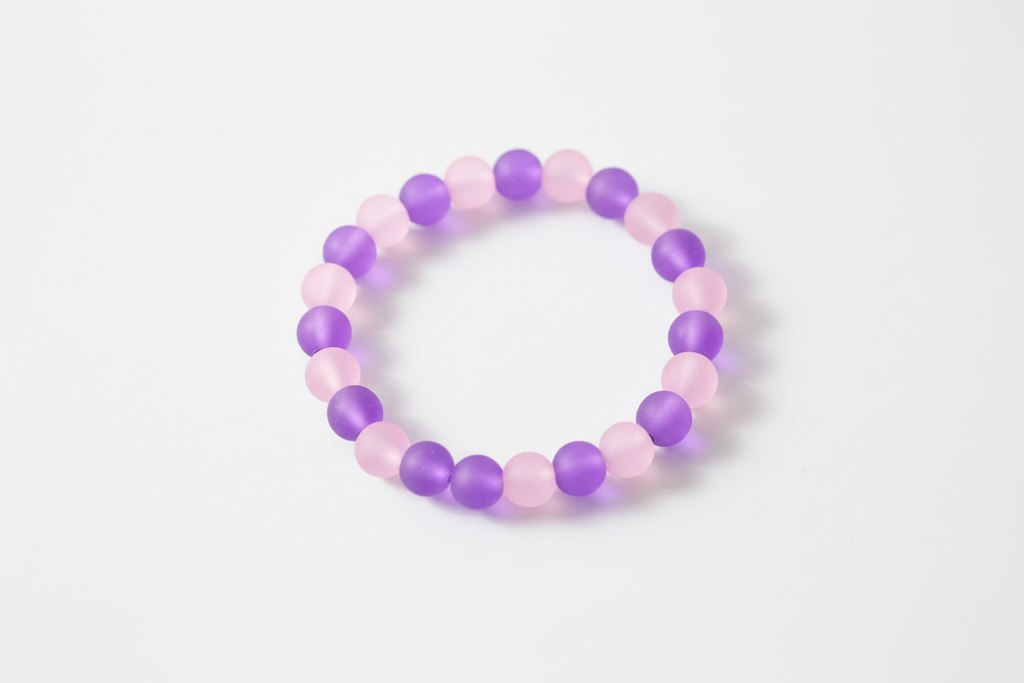 Pink and Purple Matte Finish Beads Bracelet 1