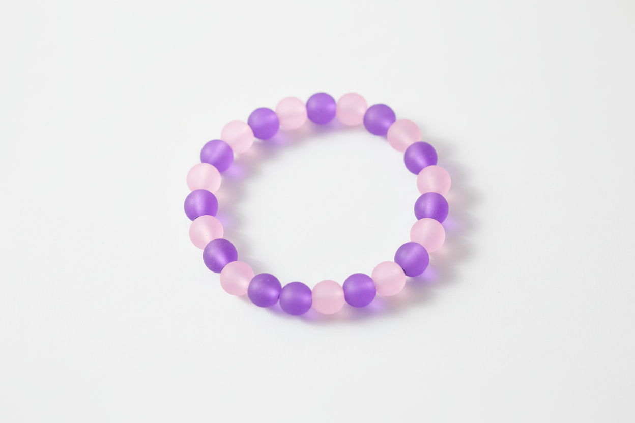 Pink and Purple Matte Finish Beads Bracelet 1