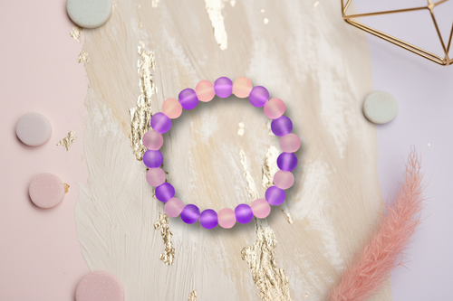 Pink and Purple Matte Finish Beads Bracelet 3