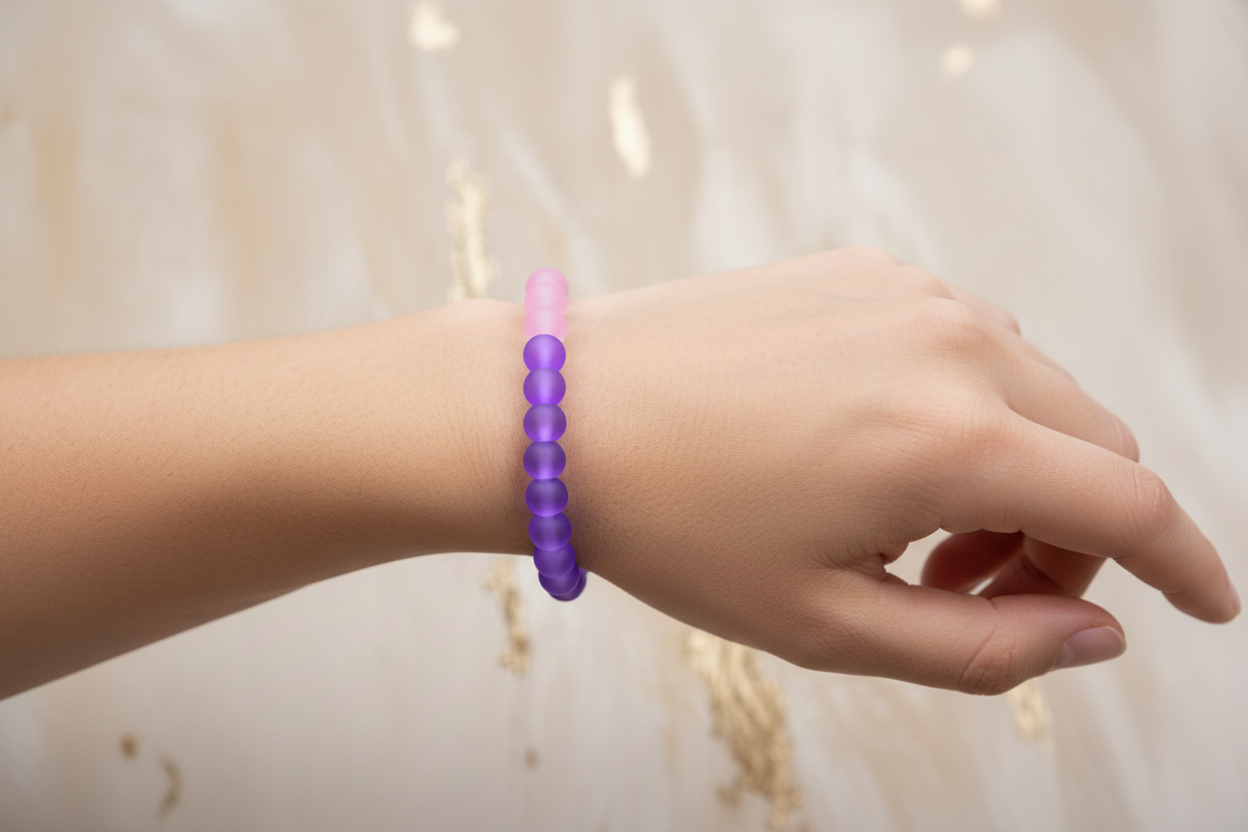 Pink and Purple Matte Finish Beads Bracelet 4