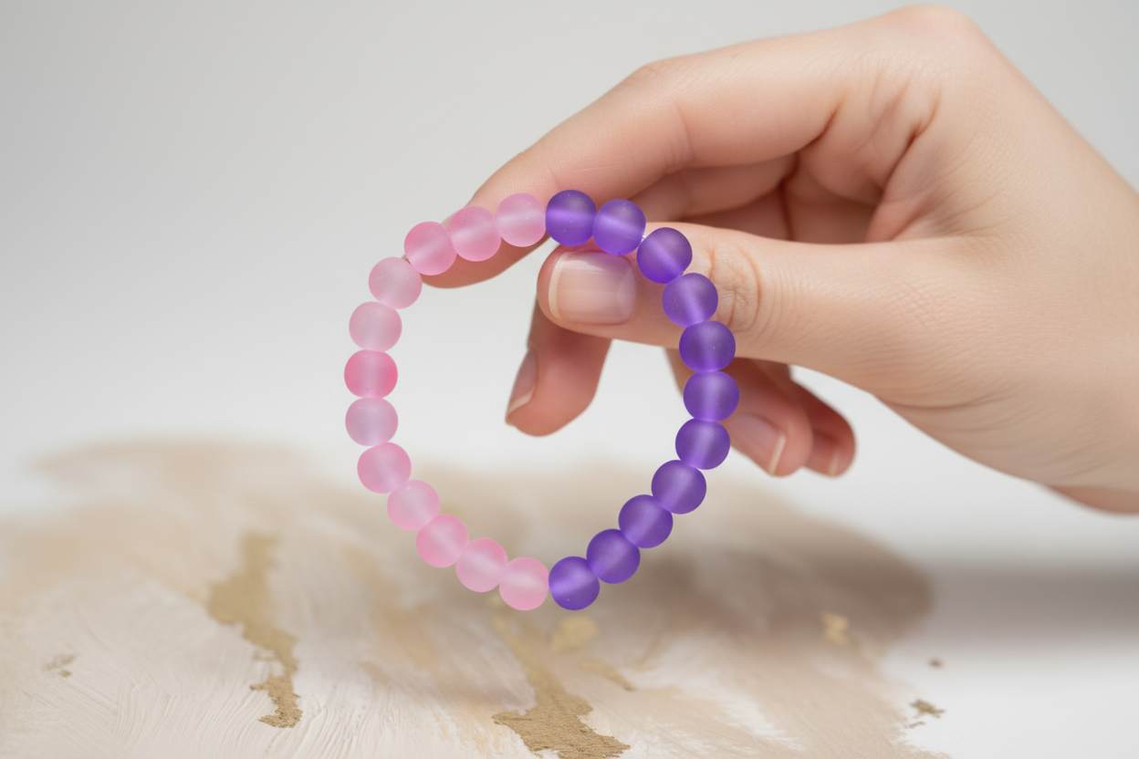 Pink and Purple Matte Finish Beads Bracelet 5