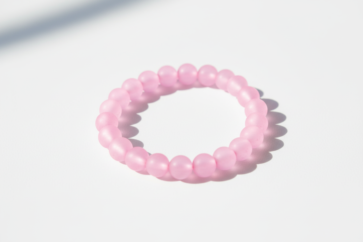Pink Frosted Beads Bracelet 1