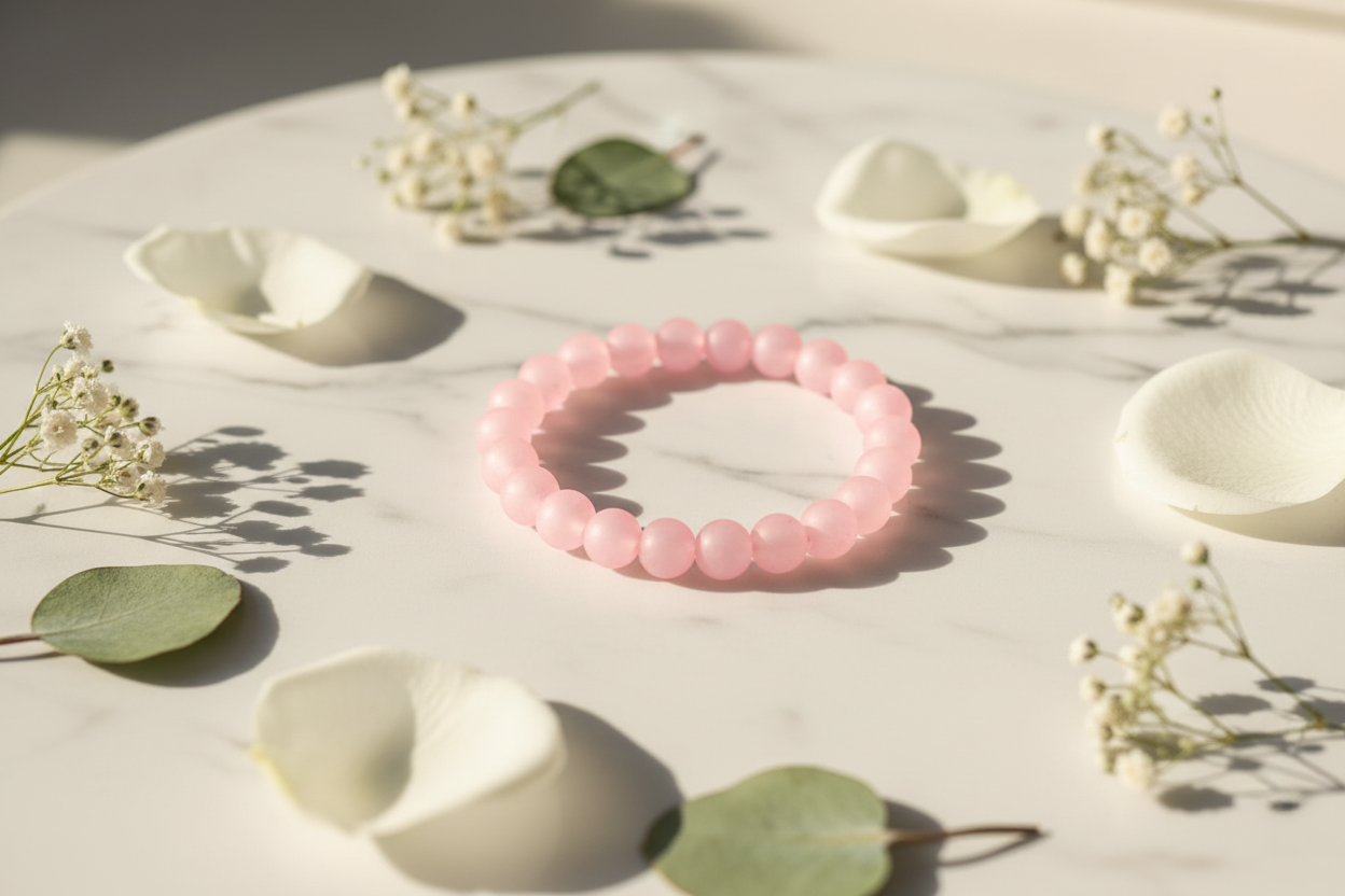 Pink Frosted Beads Bracelet 2