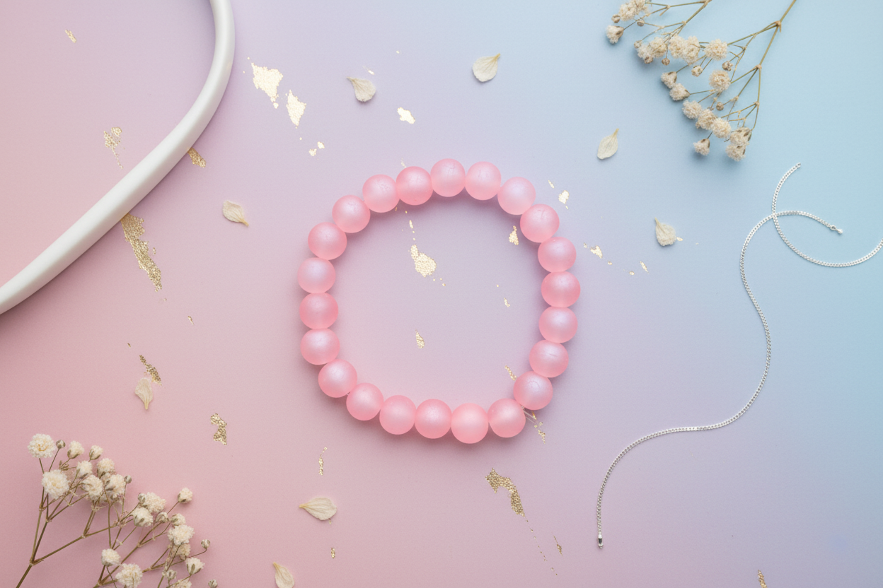 Pink Frosted Beads Bracelet 3