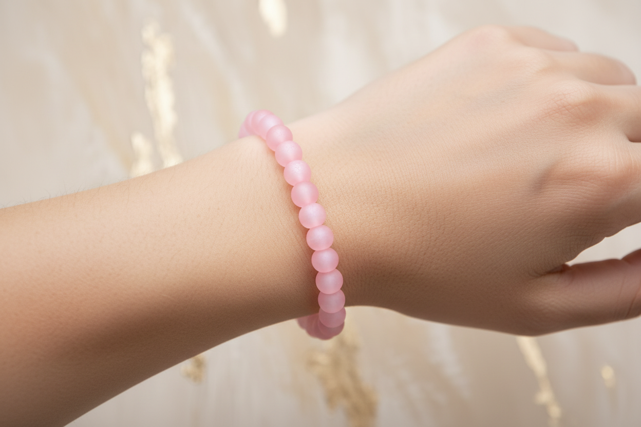 Pink Frosted Beads Bracelet 4