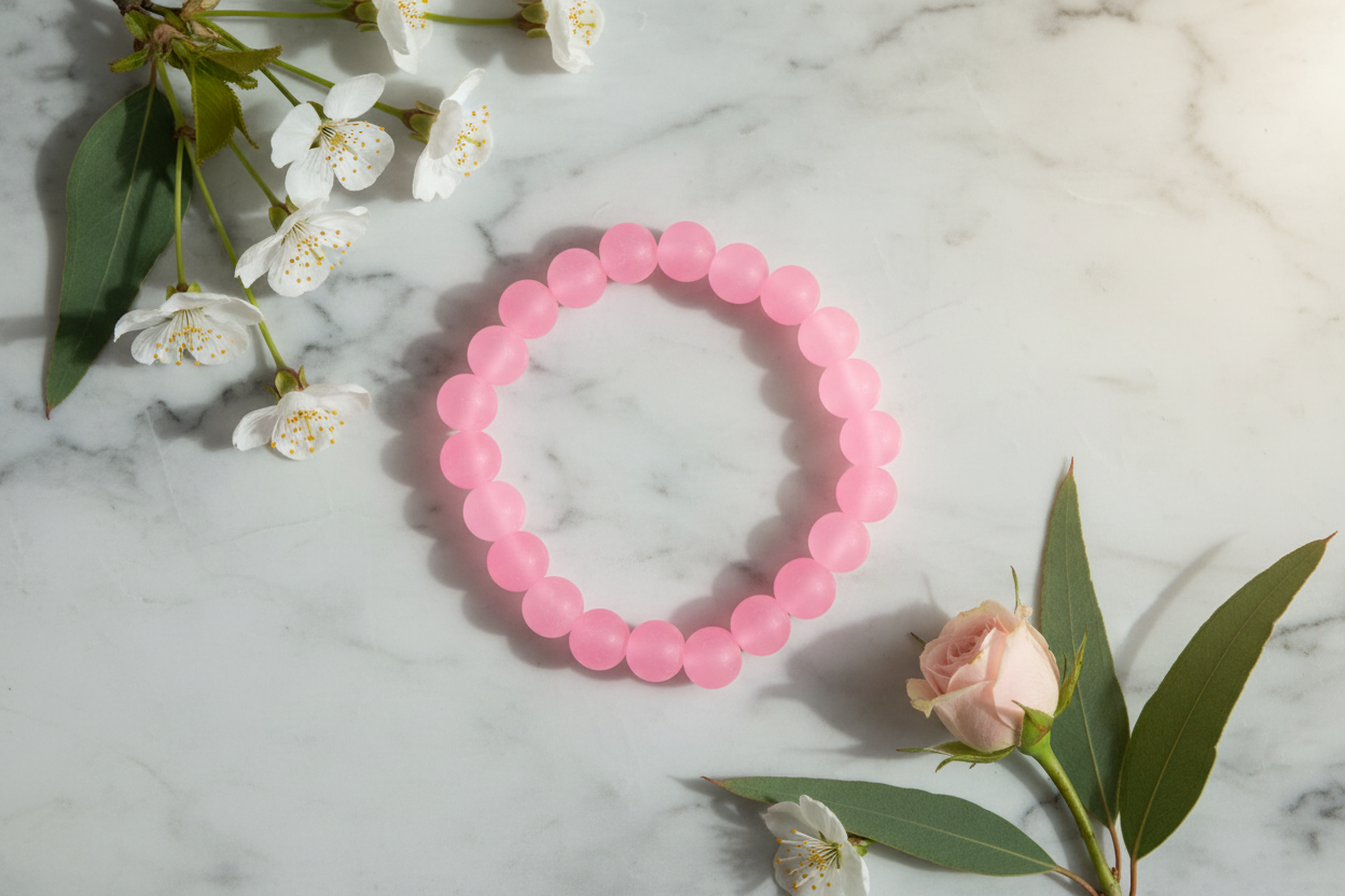 Pink Matte Finish Beads Bracelet 2