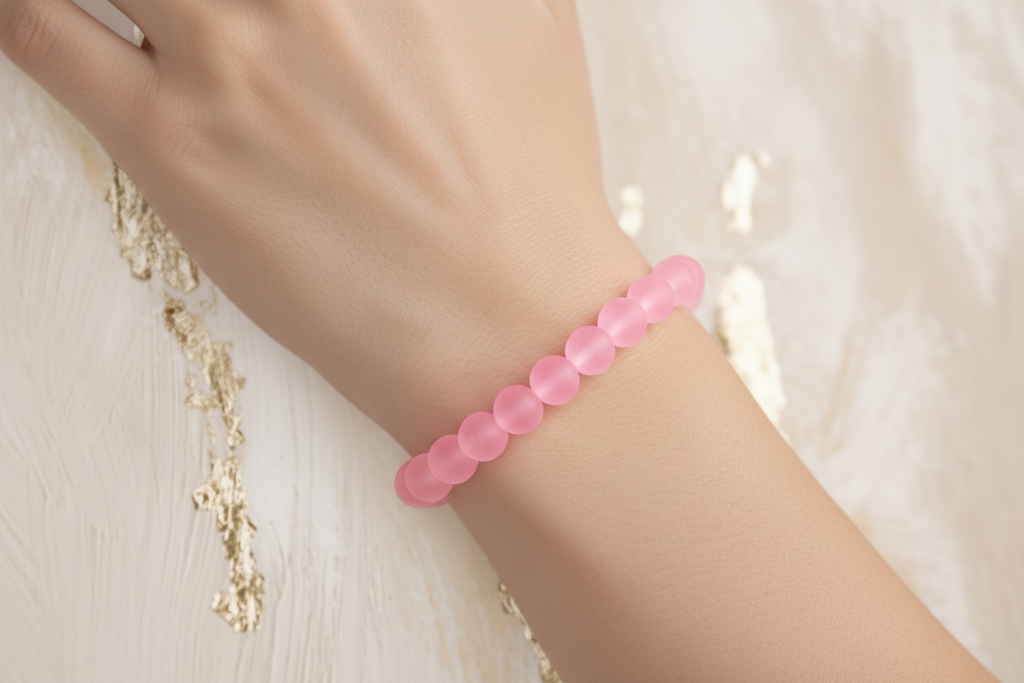 Pink Matte Finish Beads Bracelet 4