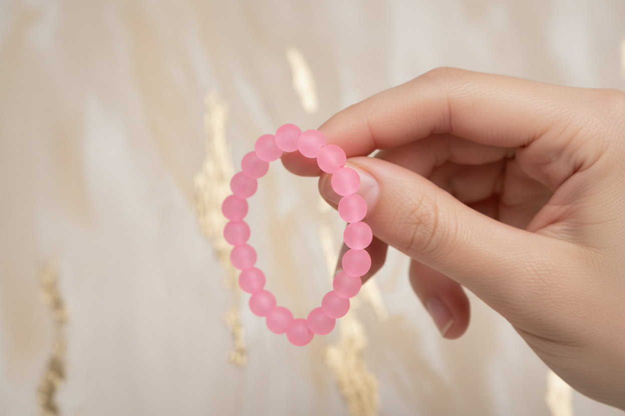 Pink Matte Finish Beads Bracelet 5