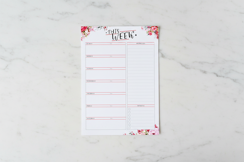 Priorities Planner on White Marble