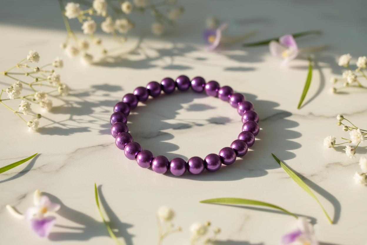 Purple Metallic Beads Bracelet 2