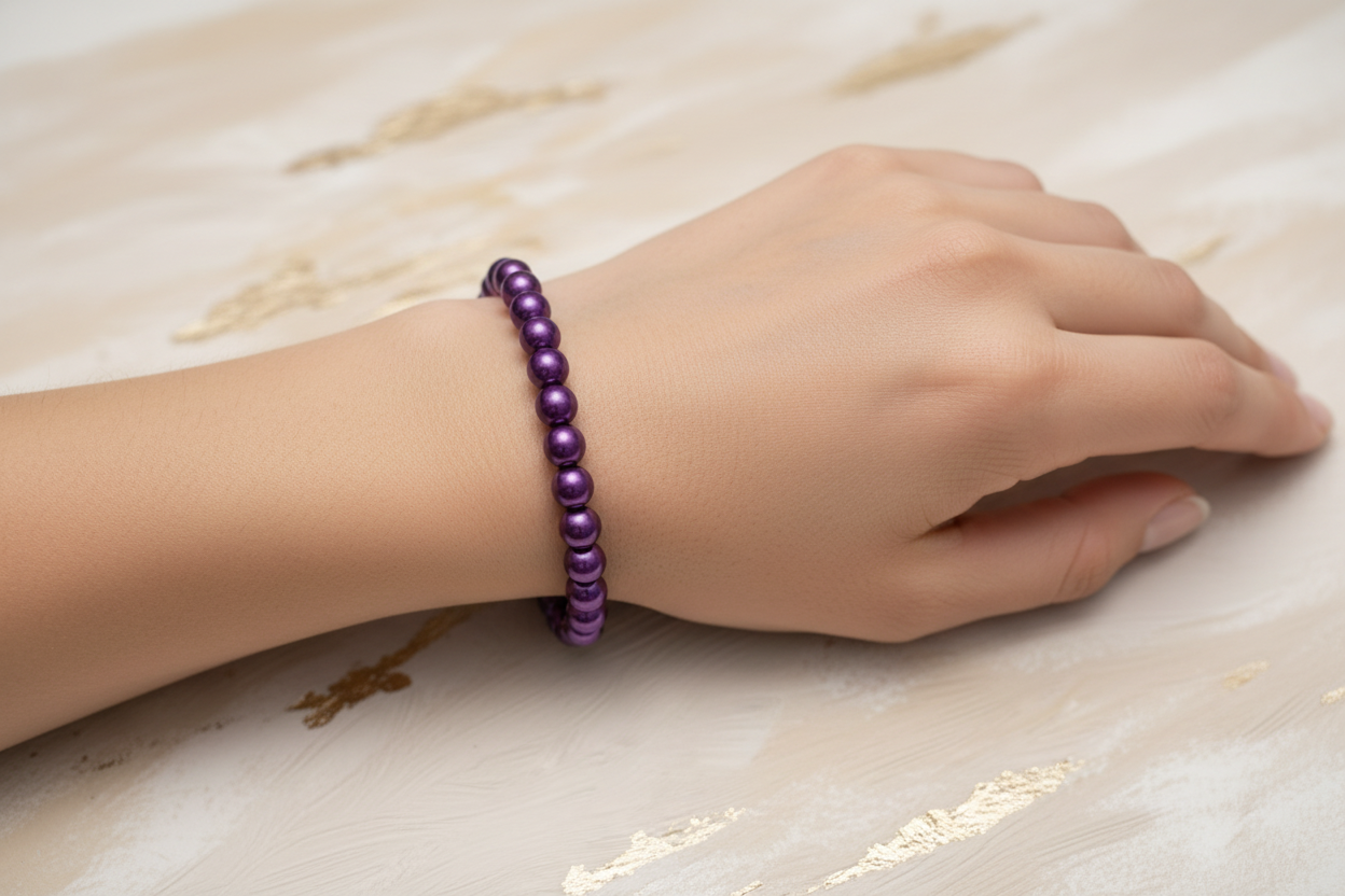Purple Metallic Beads Bracelet 4