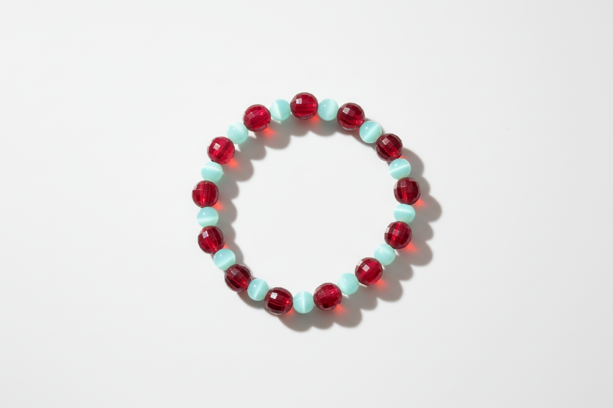 Red and Green Beads Bracelet 1