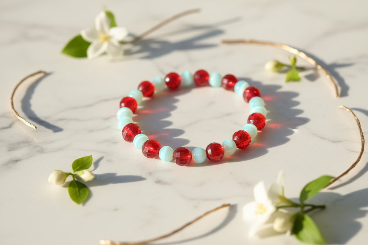 Red and Green Beads Bracelet 2