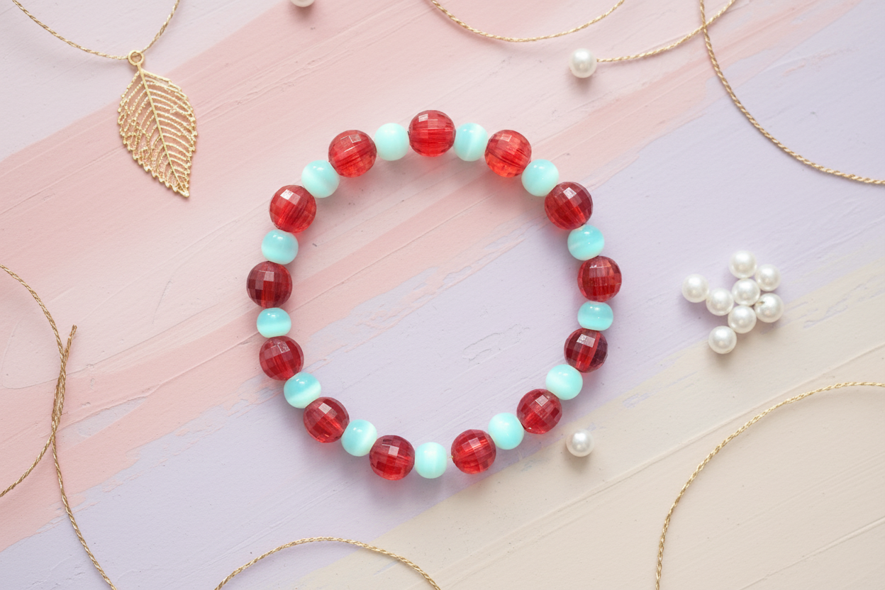 Red and Green Beads Bracelet 3