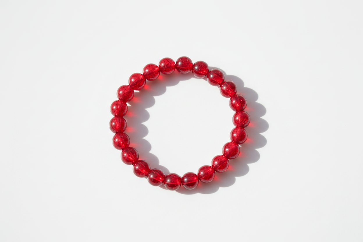 Red Crackle Beads Bracelet 1