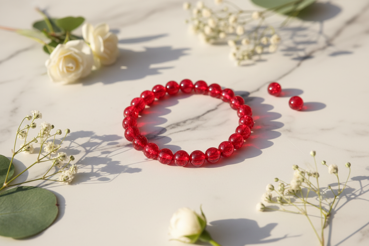 Red Crackle Beads Bracelet 2