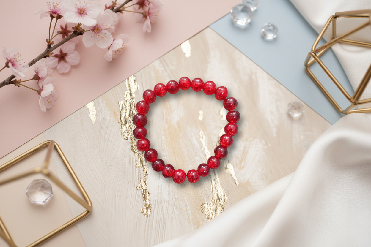 Red Crackle Beads Bracelet 3