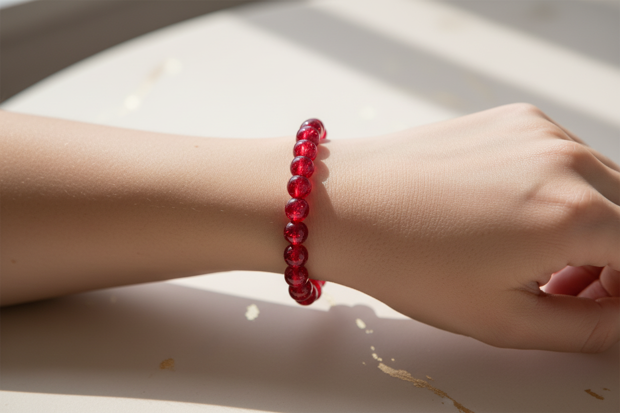 Red Crackle Beads Bracelet 4