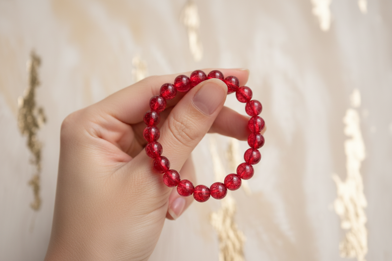Red Crackle Beads Bracelet 5