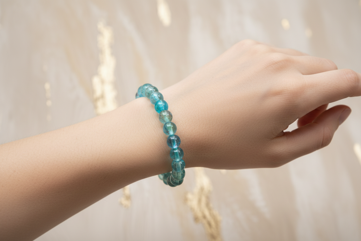 Transparent Blue Shaded Beads Bracelet 4