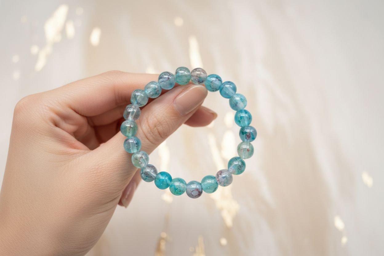 Transparent Blue Shaded Beads Bracelet 5