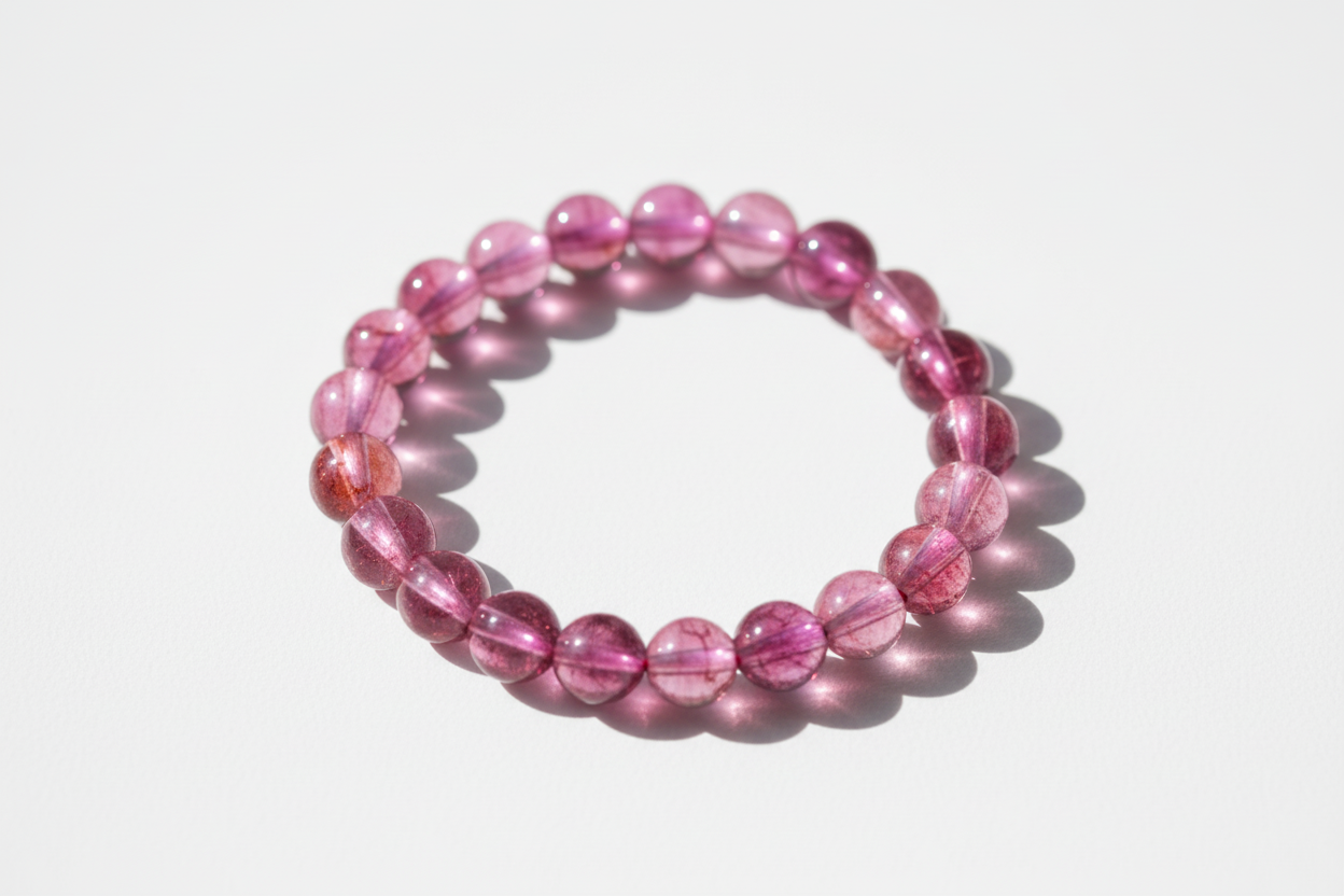 Transparent Dark Pink Shaded Beads Bracelet 1