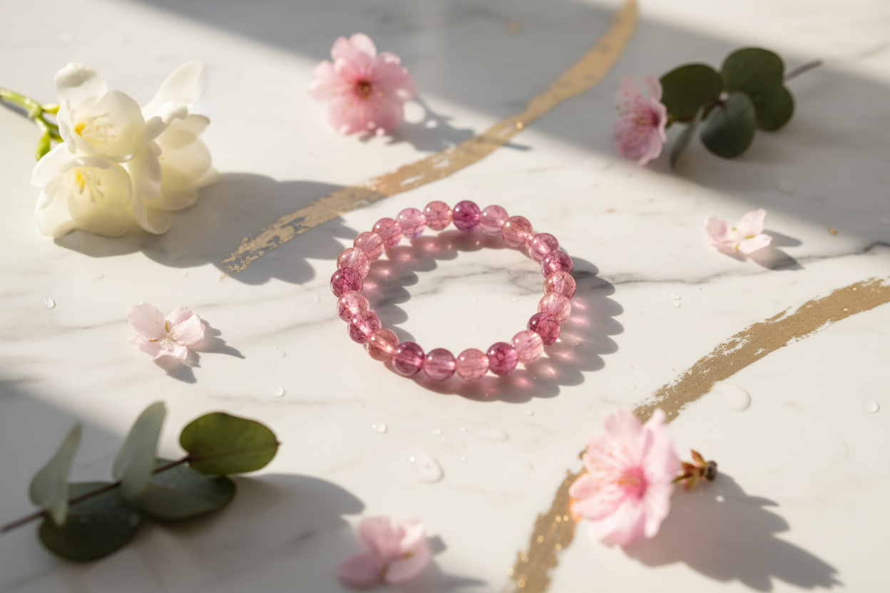 Transparent Dark Pink Shaded Beads Bracelet 2
