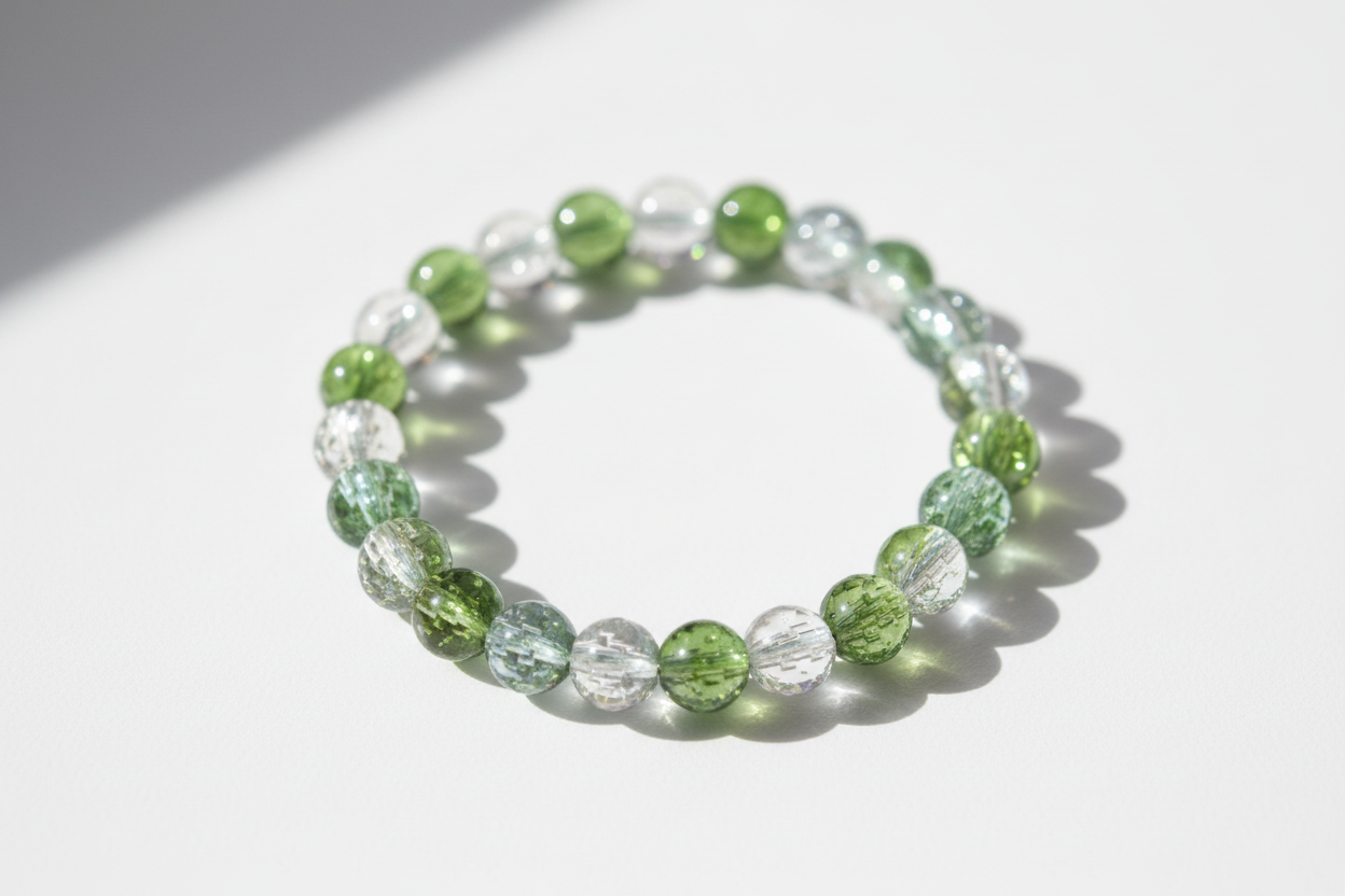 Transparent Green Beads Bracelet 1