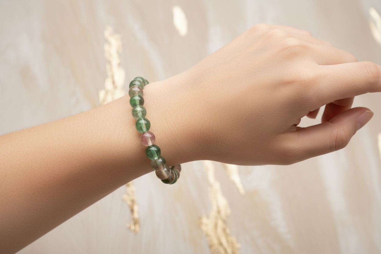 Transparent Green Shaded Beads Bracelet 4