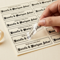 Transparent name sticker product close-up