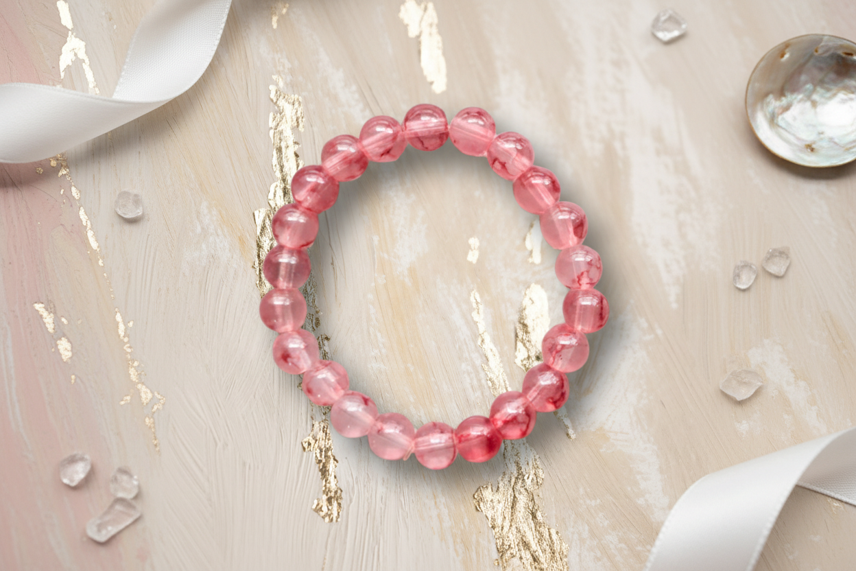 Transparent Red Shaded Beads Bracelet 3
