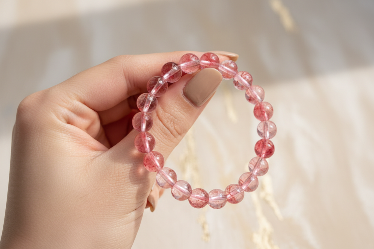 Transparent Red Shaded Beads Bracelet 5