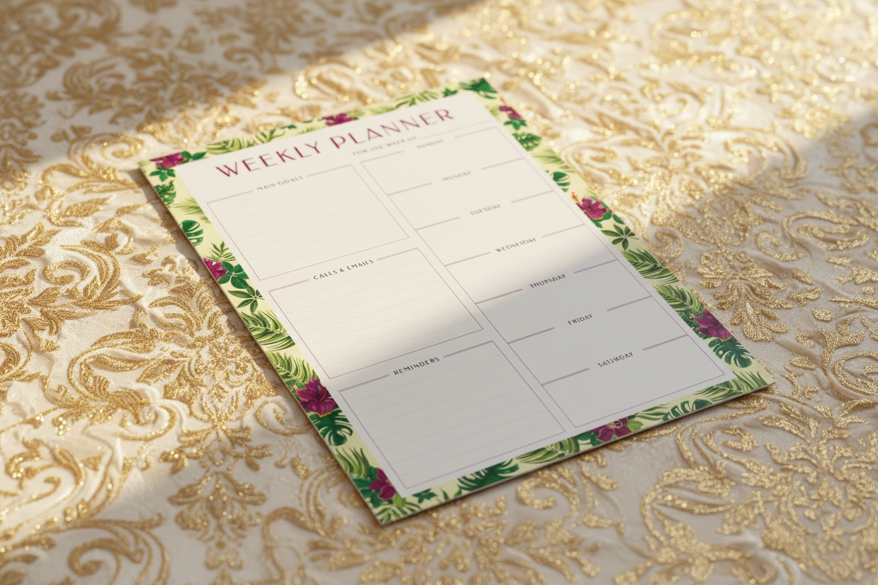 Tropical Planner on Gold Cream