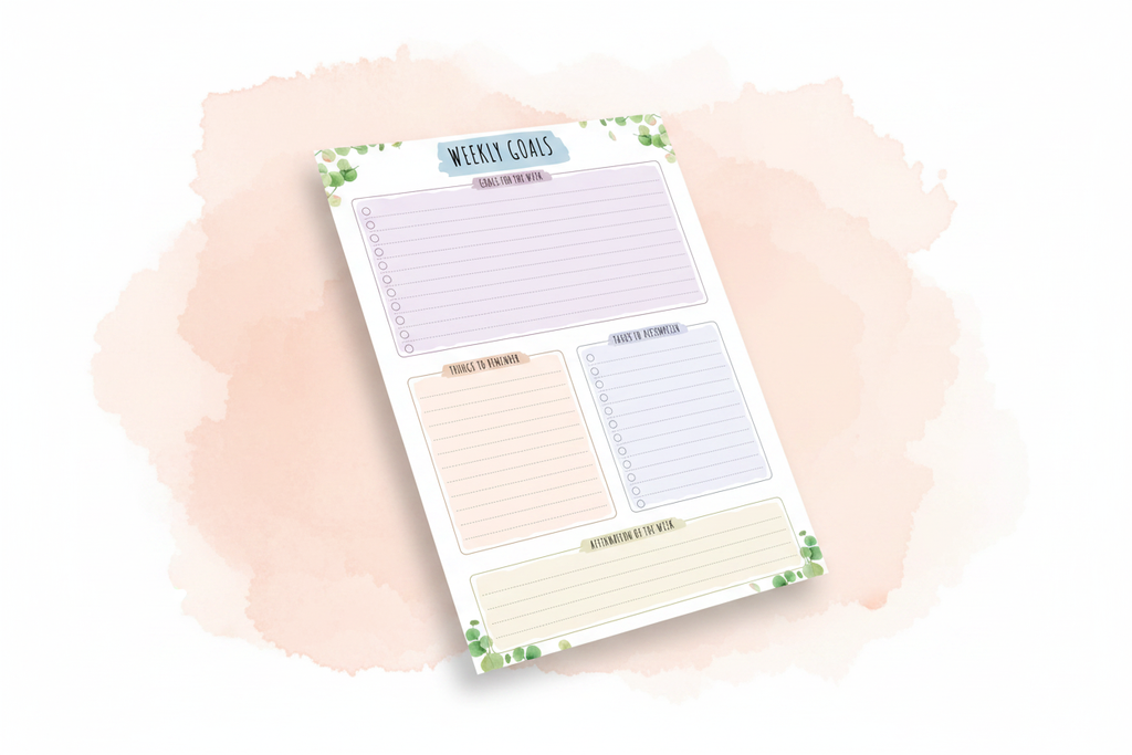 Weekly Goals Planner on Blush Peach