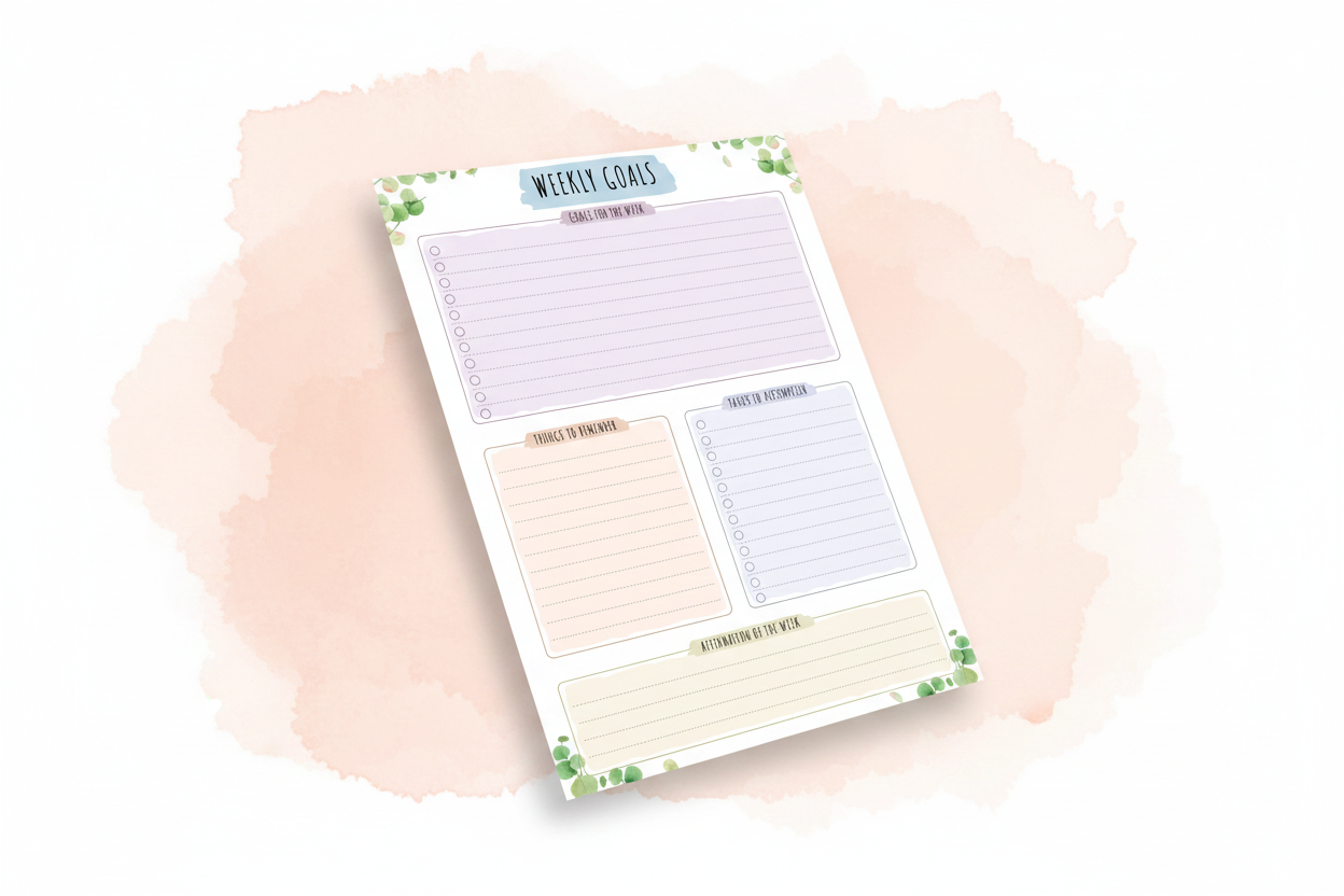 Weekly Goals Planner on Blush Peach
