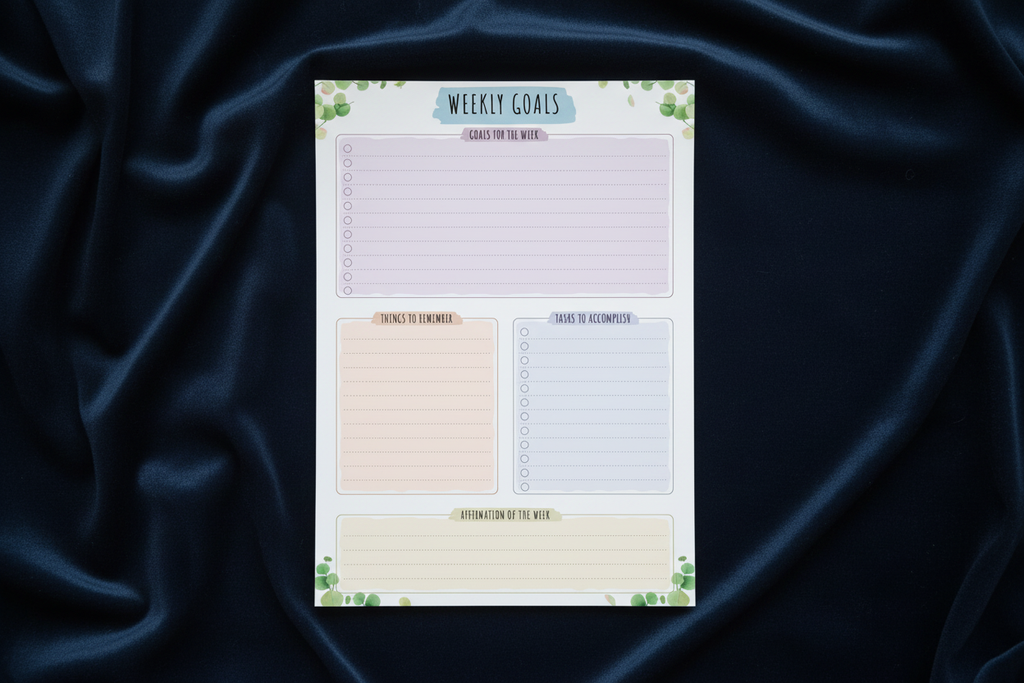 Weekly Goals Planner on Navy Velvet