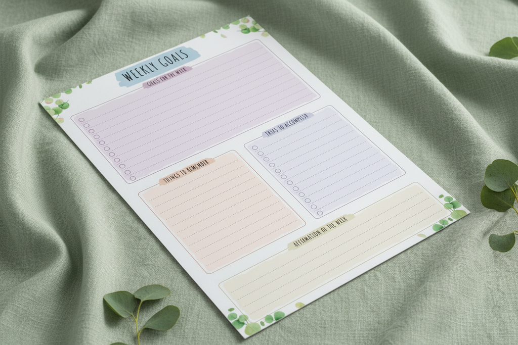Weekly Goals Planner on Sage Green