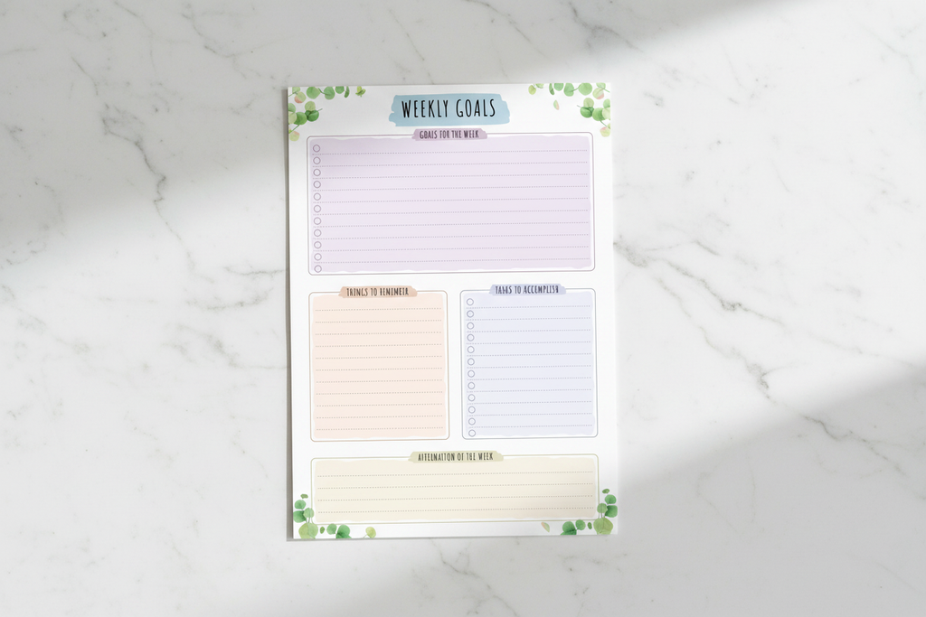 Weekly Goals Planner on White Marble