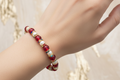 White and Red with Gold Spacers Beads Bracelet 4